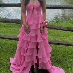 Elegant Pink Ruffle Dress